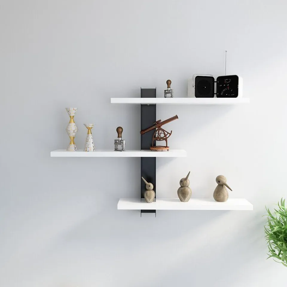 BOXED MARINEL WALL SHELF- WHITE/BLACK FINISH