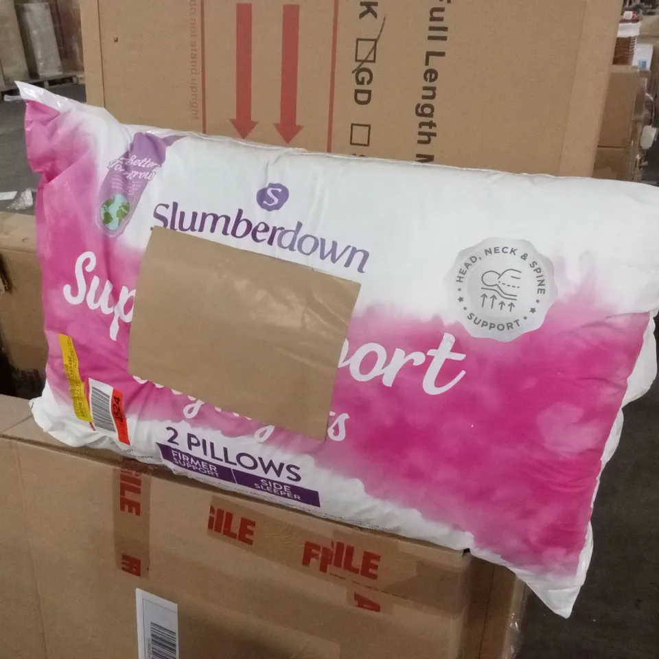 BAGGED SET OF 2 SLUMBERDOWN COSY NIGHTS SUPER SUPPORT FIRM SIDE SLEEPER PILLOW
