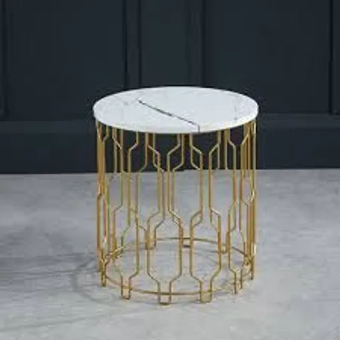 BRAND NEW BOXED GRACE END TABLE - WHITE MARBLE EFFECT (1 BOX)