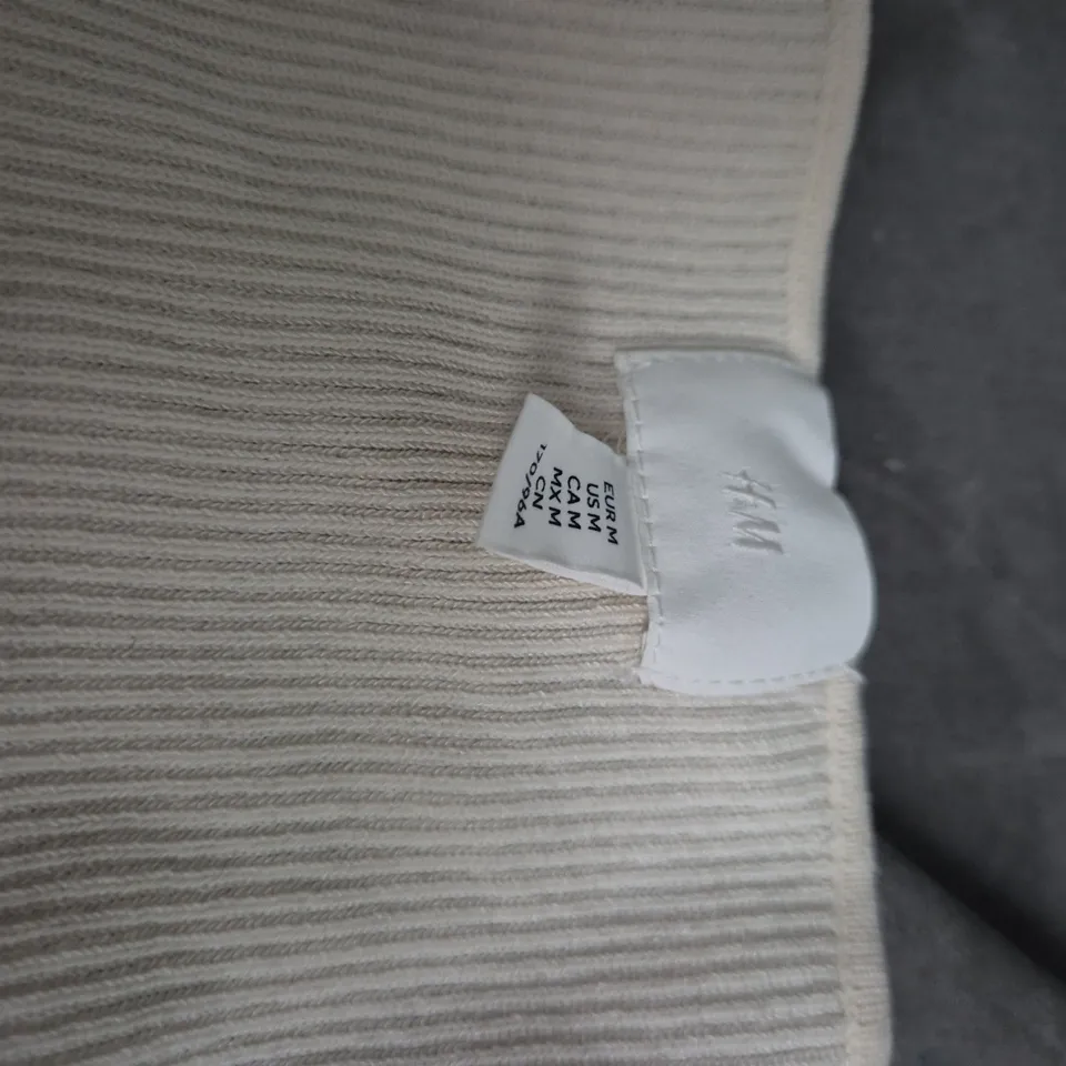 H&M CREAM RIBBED KNIT TOP - WOMEN'S, UK 6 (XS)