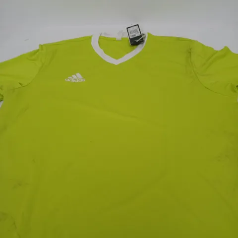 ADIDAS LIME GREEN SHORT-SLEEVE V-NECK T-SHIRT - SIZE M