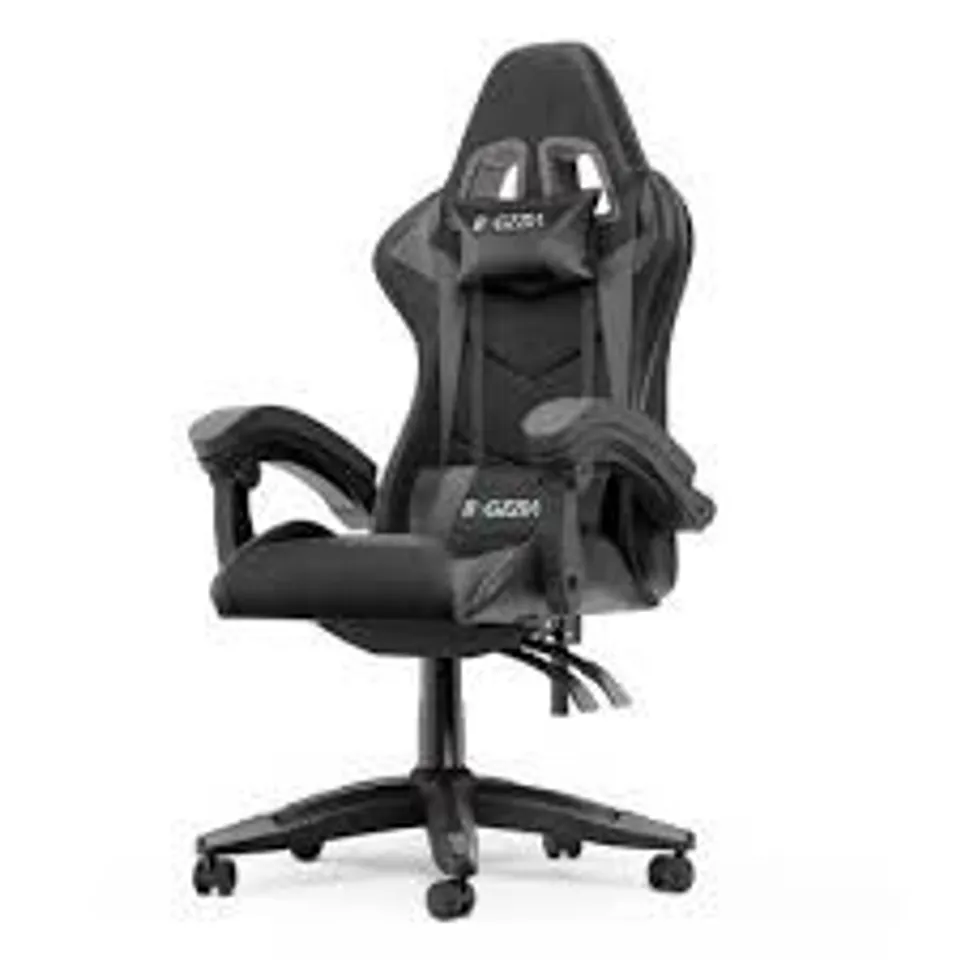 BOXED ERGONOMIC HIGH-BACK GAME CHAIR WITH ADJUSTABLE LUMBAR - BLACK/GREY