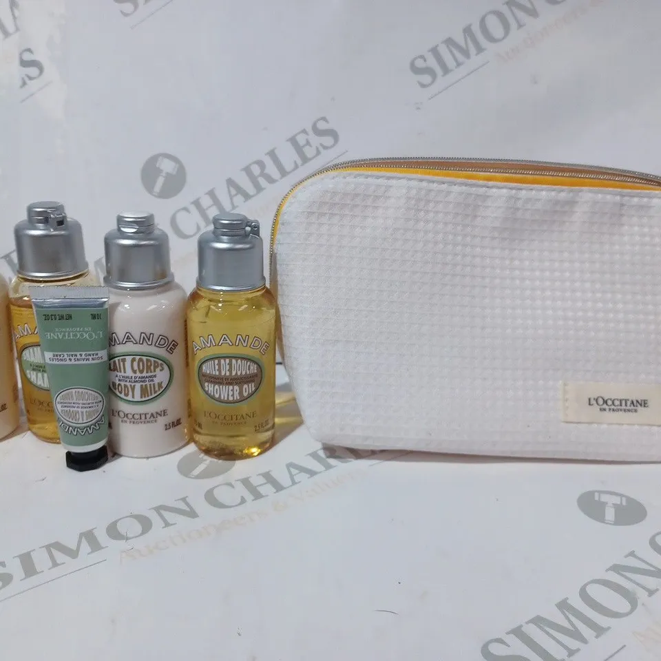 BOXED L'OCCITANE 6 PIECE ALMOND TRAVEL COLLECTION & POUCH