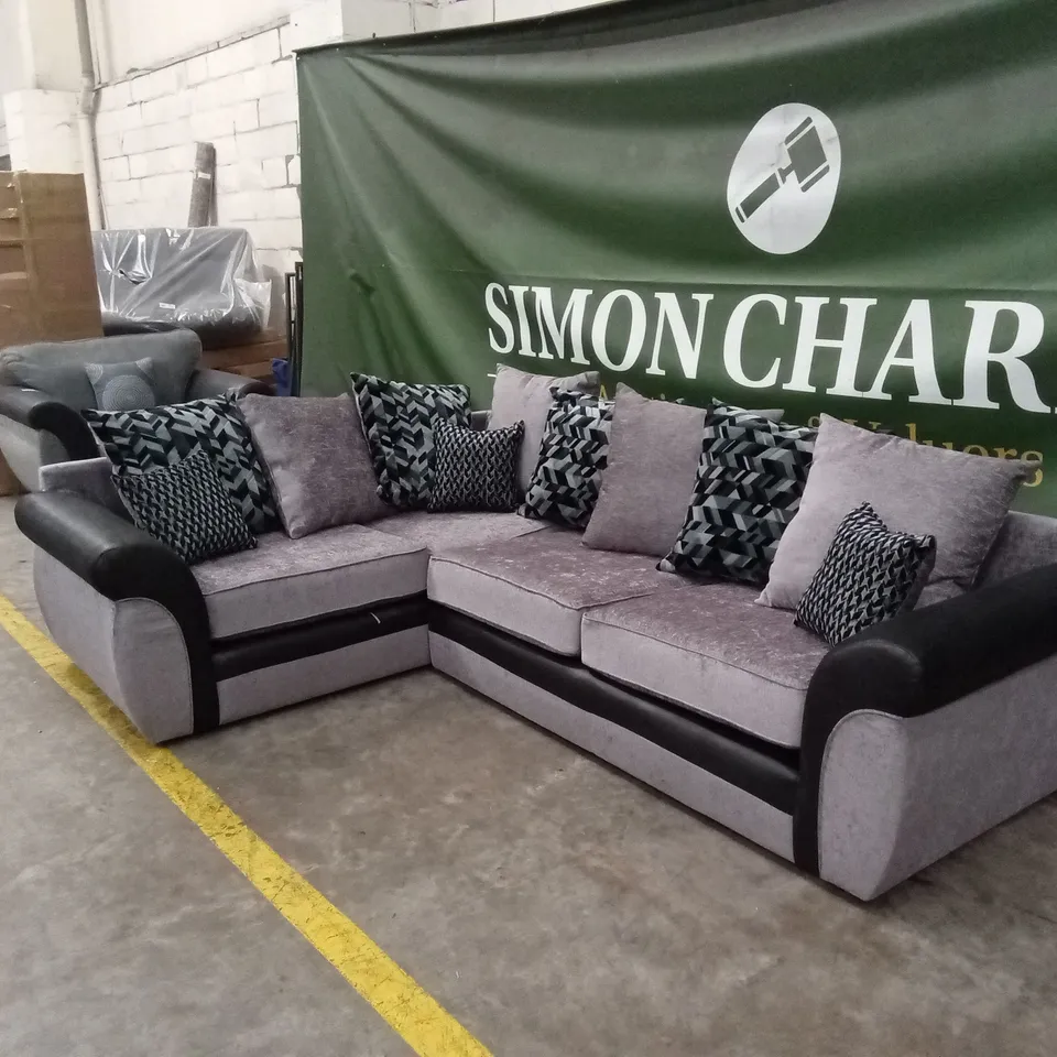 NARVA FABRIC/FAUX LEATHER CORNER GROUP SOFA RRP £1699