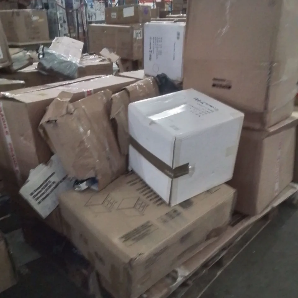 PALLET OF ASSORTED HOUSEHOLD GOODS AND PRODUCTS TO INCLUDE;BEDSIDE TABLE,CHEST OD DRAWERS,NEO TROLLEY