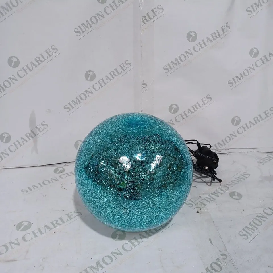GLOBE GLASS FRACTURED EFFECT BLUE INDOOR LIGHT - COLLECTION ONLY