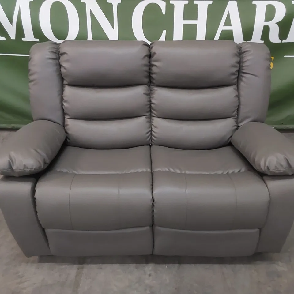 QUALITY DESIGNER CHINA 2-SEATER FAUX LEATHER MANUAL RECLINER SOFA - GREY