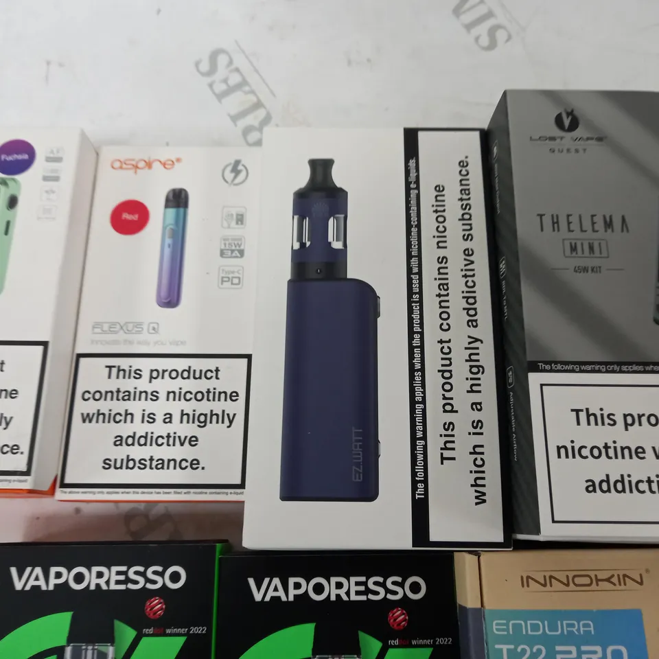 LOT OF 10 ASSORTED VAPING ITEMS TO INCLUDE LOST VAPE AND ASPIRE