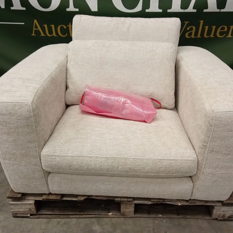 DANETTI QUINN NATURAL FABRIC DARK WOOD ARMCHAIR RRP £599