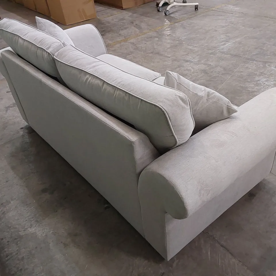 DESIGNER BEARTRICE 3 SEATER GREY FABRIC UPHOLSTERED SOFA 