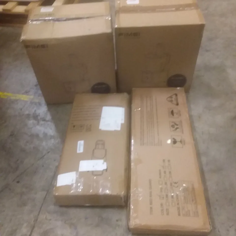 PALLET OF ASSORTED HOUSEHOLD PRODUCTS AND ITEMS, INCLUDING; FOOD PROCESSORS, 2-WHEEL TROLLEY, BED RAILS, DESK CHAIR ETC