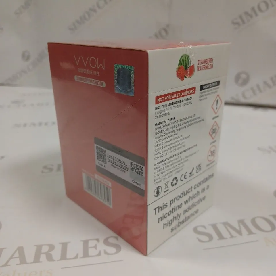 SEALED SMOK VVOW 10-PACK OF DISPOSABLE VAPES - STRAWBERRY WATERMELON