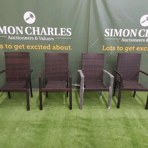 SET OF 4 CHOCOLATE MIX RATTAN CHAIRS