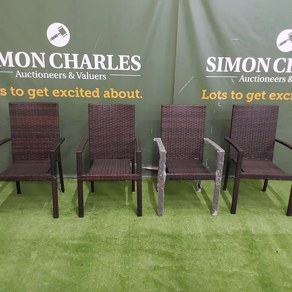 SET OF 4 CHOCOLATE MIX RATTAN CHAIRS 