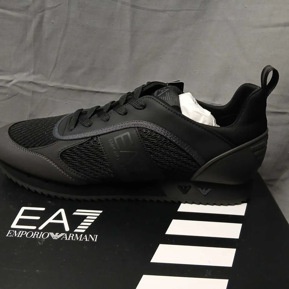 EMPORIO ARMANI EA7 SNEAKERS – BLACK/ASPHALT, MEN'S UK 9 (US 9.5)