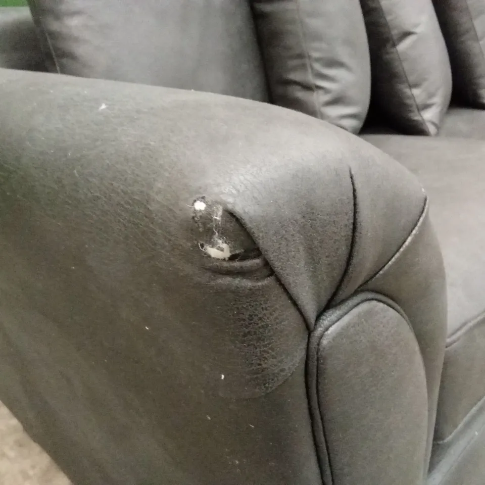 DURY LEATHER LOOK 3 SEATER SOFA - BLACK RRP £599