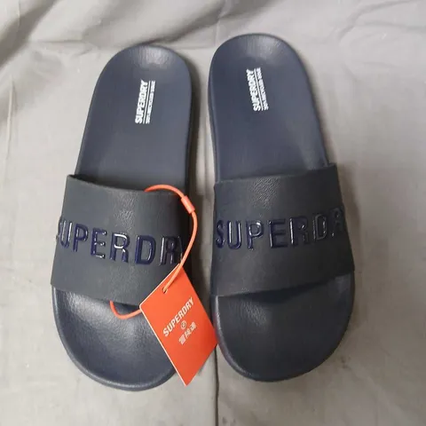 SUPERDRY LOGO POOL SLIDE SANDALS – NAVY