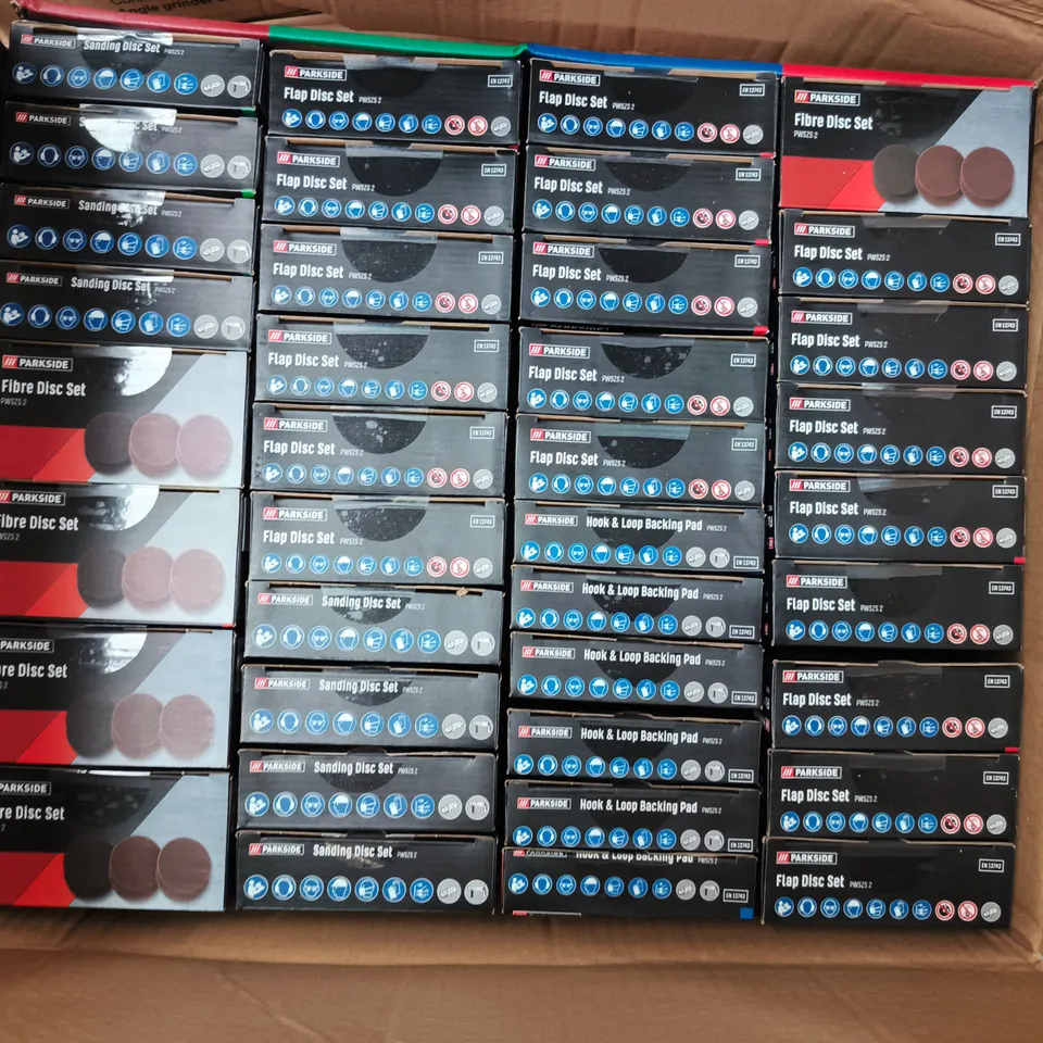 APPROXIMATELY 35 ASSORTED PARKSIDE ANGLE GRINDER TOOL ACCESSORIES 