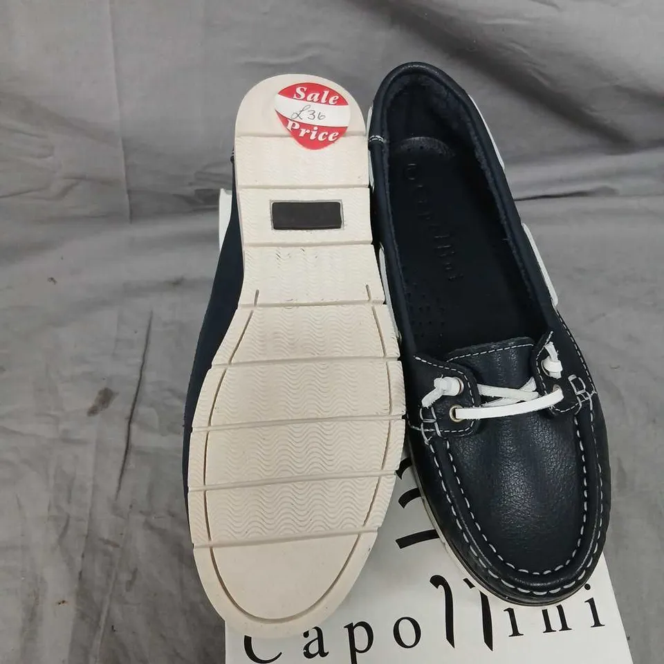 CAPOLLINI TILDA C715 NAVY/WHITE LEATHER BOAT SHOES (UK 5, EU 38)