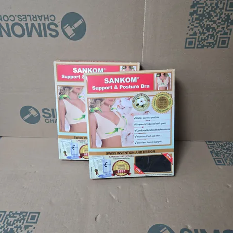 2 X SANKOM SUPPORT AND POSTURE BRA XXL BOXED