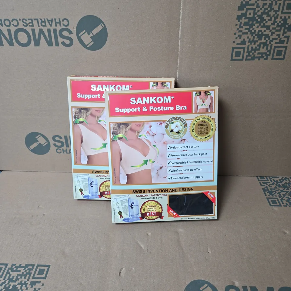 2 X SANKOM SUPPORT AND POSTURE BRA XXL BOXED