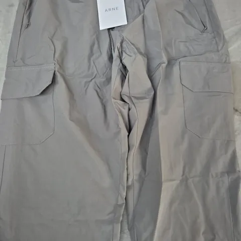 ARNE RELAXED FIT NYLON CARGO PANTS IN GREY SIZE MEDIUM