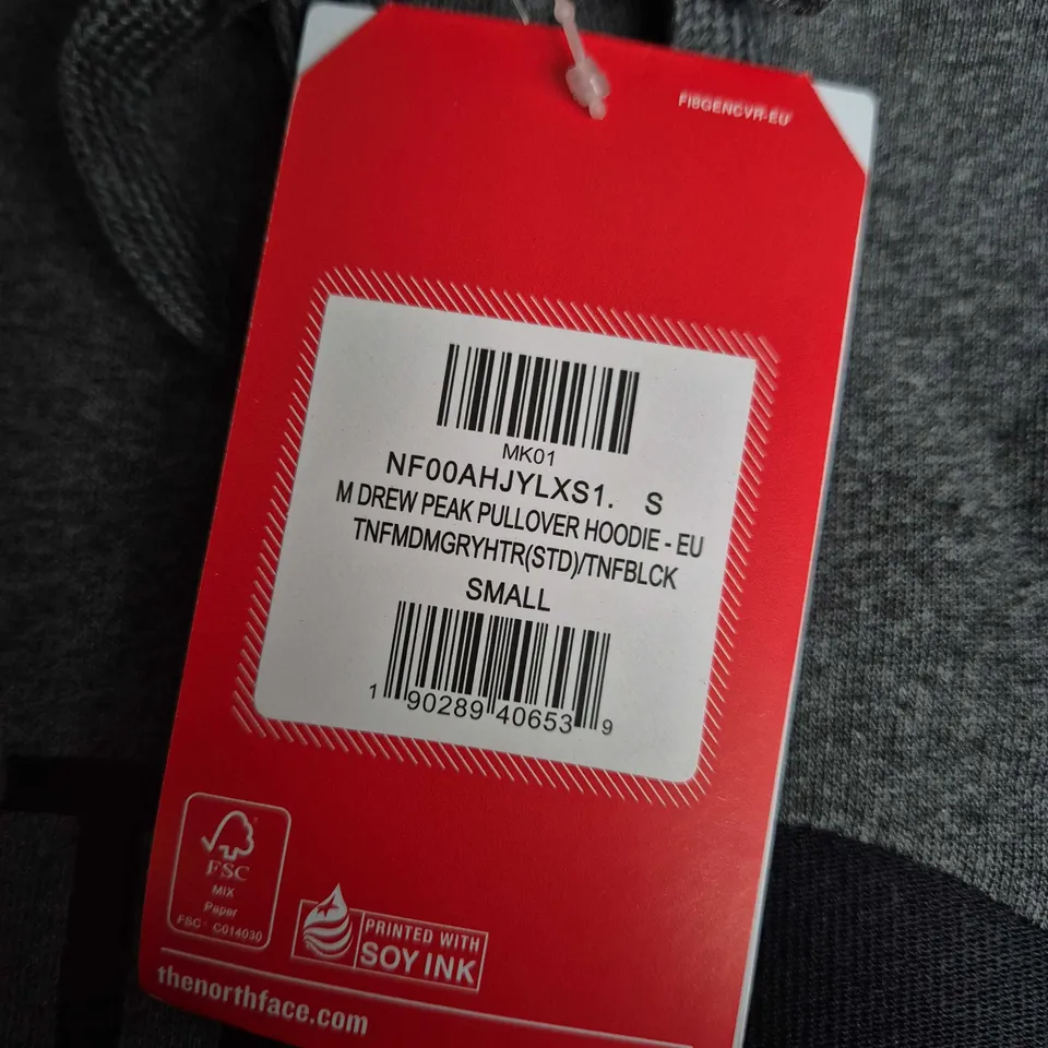 THE NORTH FACE DREW PEAK PULLOVER HOODIE – CHARCOAL GREY – SMALL (MEN'S)