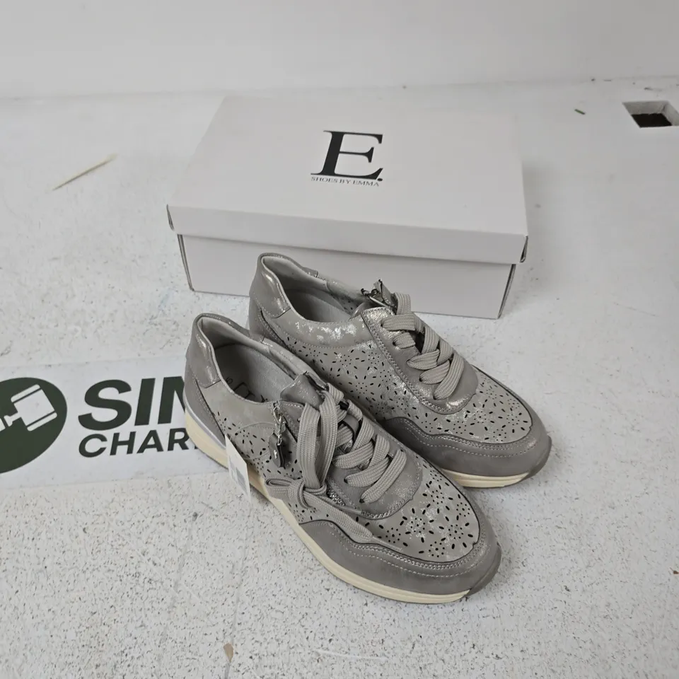SHOES BY EMMA – SHOREDITCH PEWTER SNEAKERS, UK 5 (BOXED)
