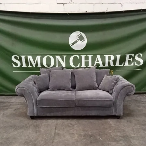 WINDSOR 3 SEATER FABRIC SCATTER BACK SOFA - GREY