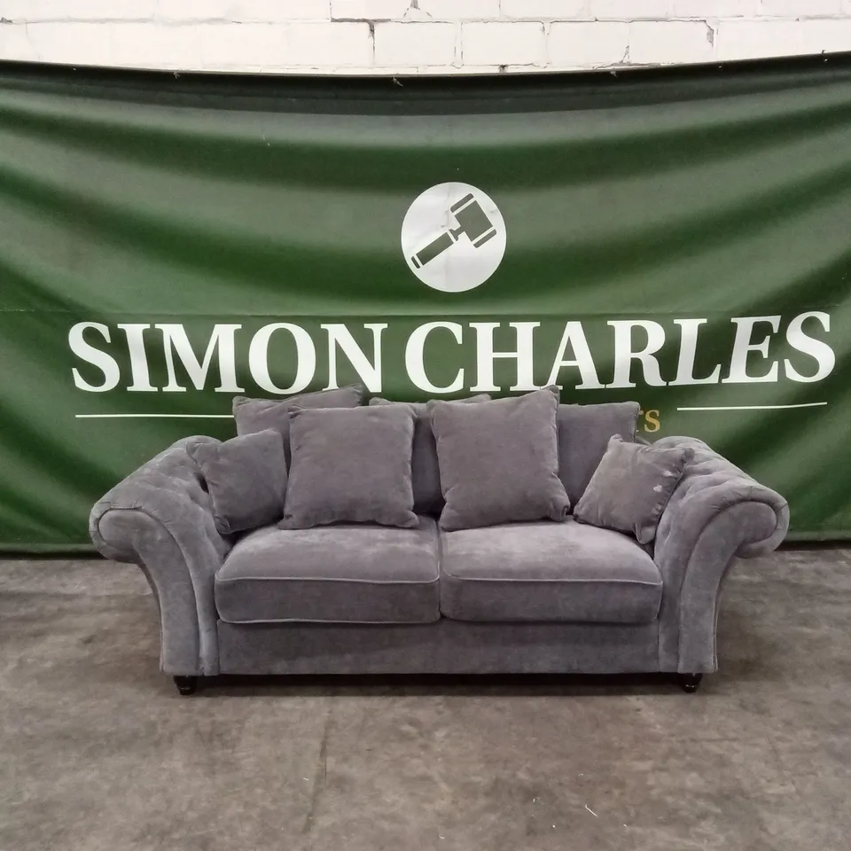 WINDSOR 3 SEATER FABRIC SCATTER BACK SOFA - GREY RRP £949