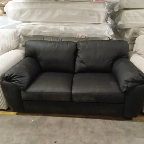 QUALITY DESIGNER 2 SEATER LEATHER SOFA - BLACK