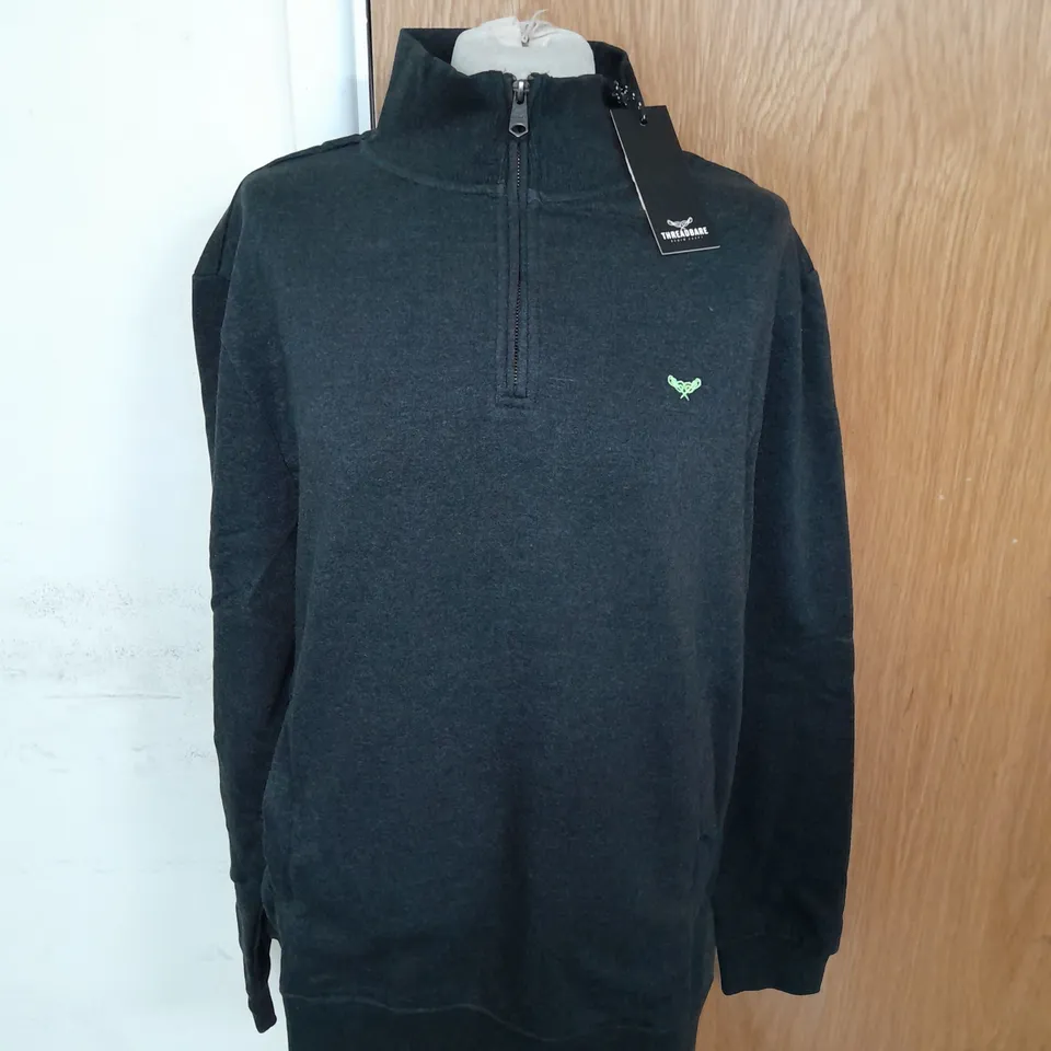 THREADBARE 1/4 ZIP MENS FLEECE IN CHARCOAL MARL SIZE L