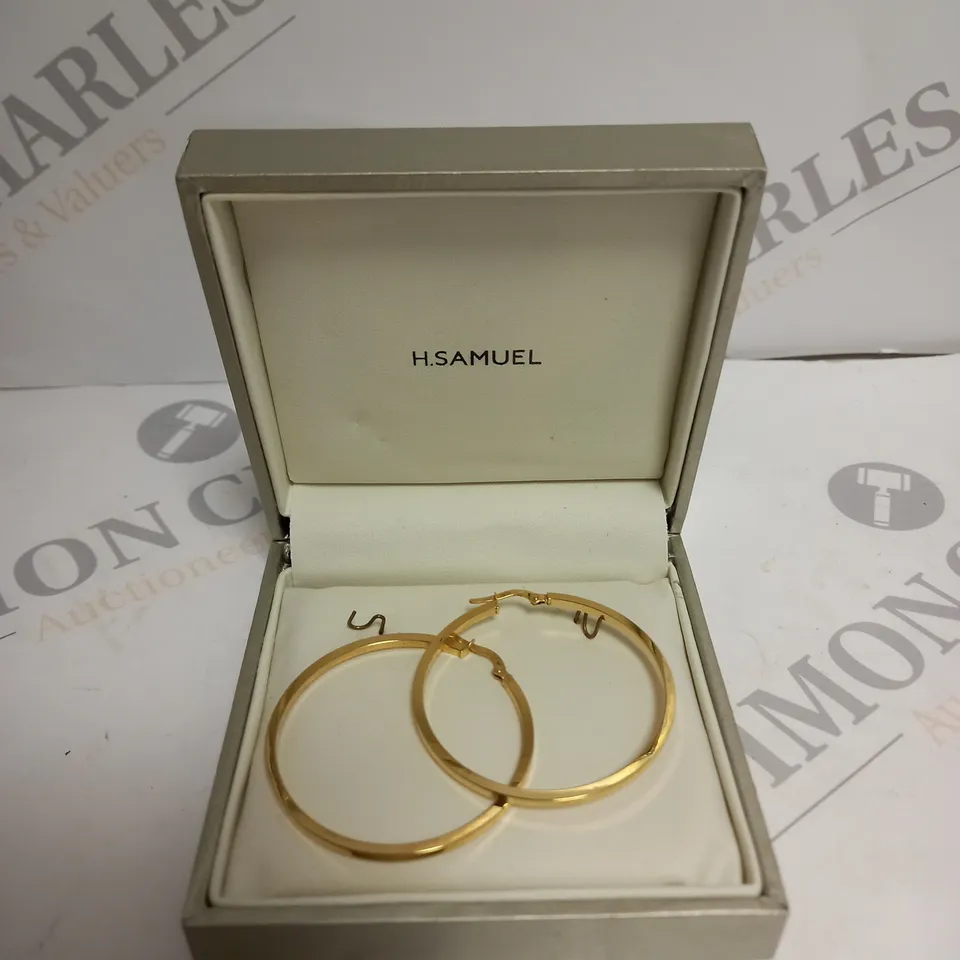 BOXED H.SAMUEL GOLD LARGE HOOP EARRINGS 