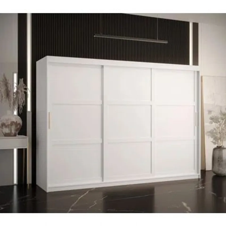 BOXED DIEGO 250 3 DOOR SLIDING WARDROBE - WHITE (5 BOXES)