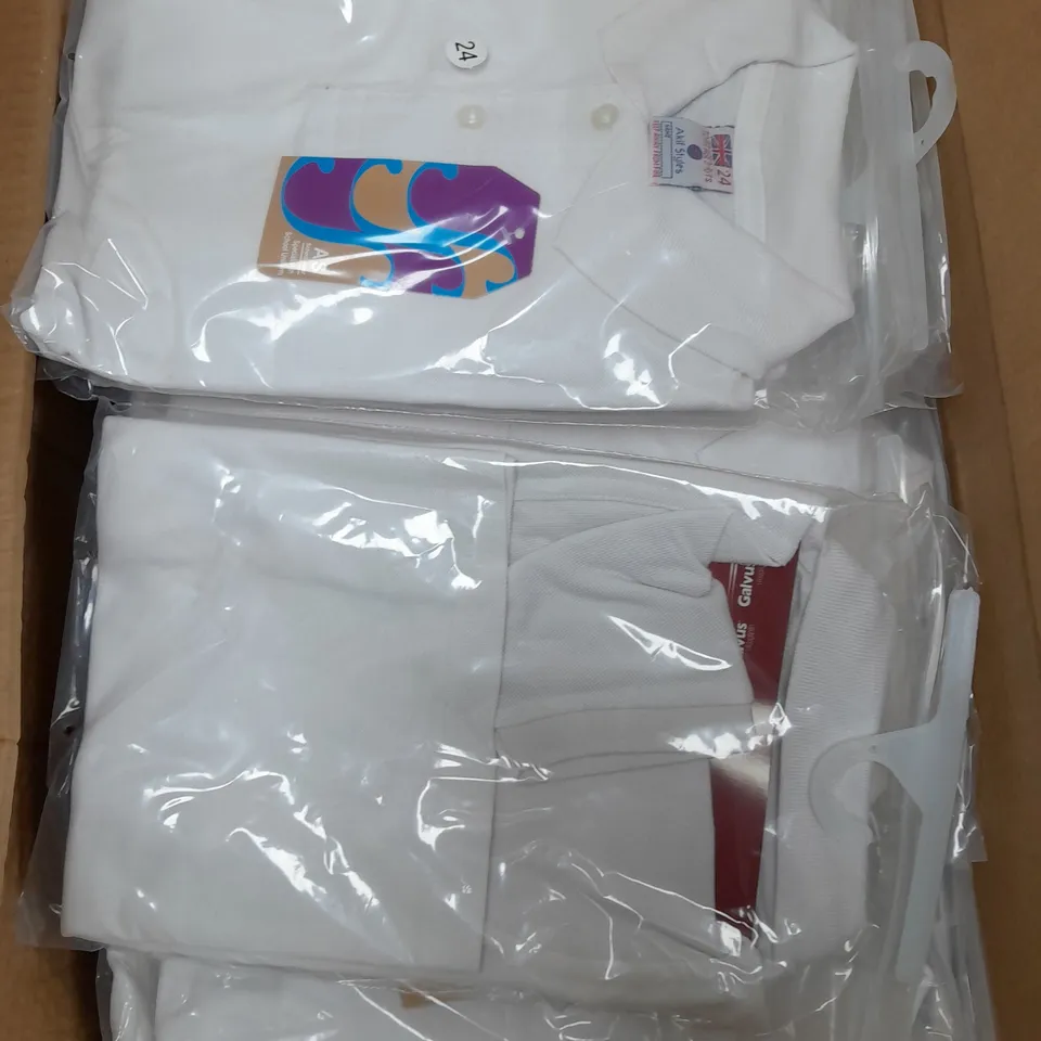 BOX OF APPROX. 40 AKIF STYLES SCHOOL WEAR BOYS POLO SHIRTS IN DIFFERENT SIZES TO INCLUDE - EU 30 - EU 28 - EU 32 ETC