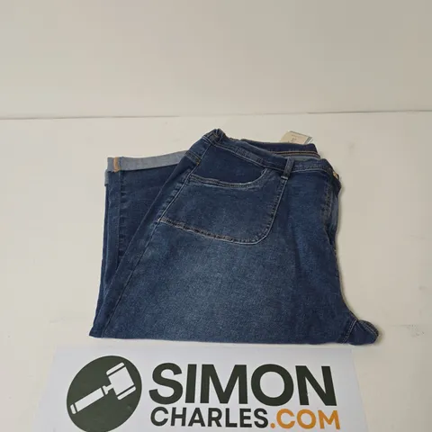 3SIX5 CROPPED TURN UP JEANS BLUE SIZE 22