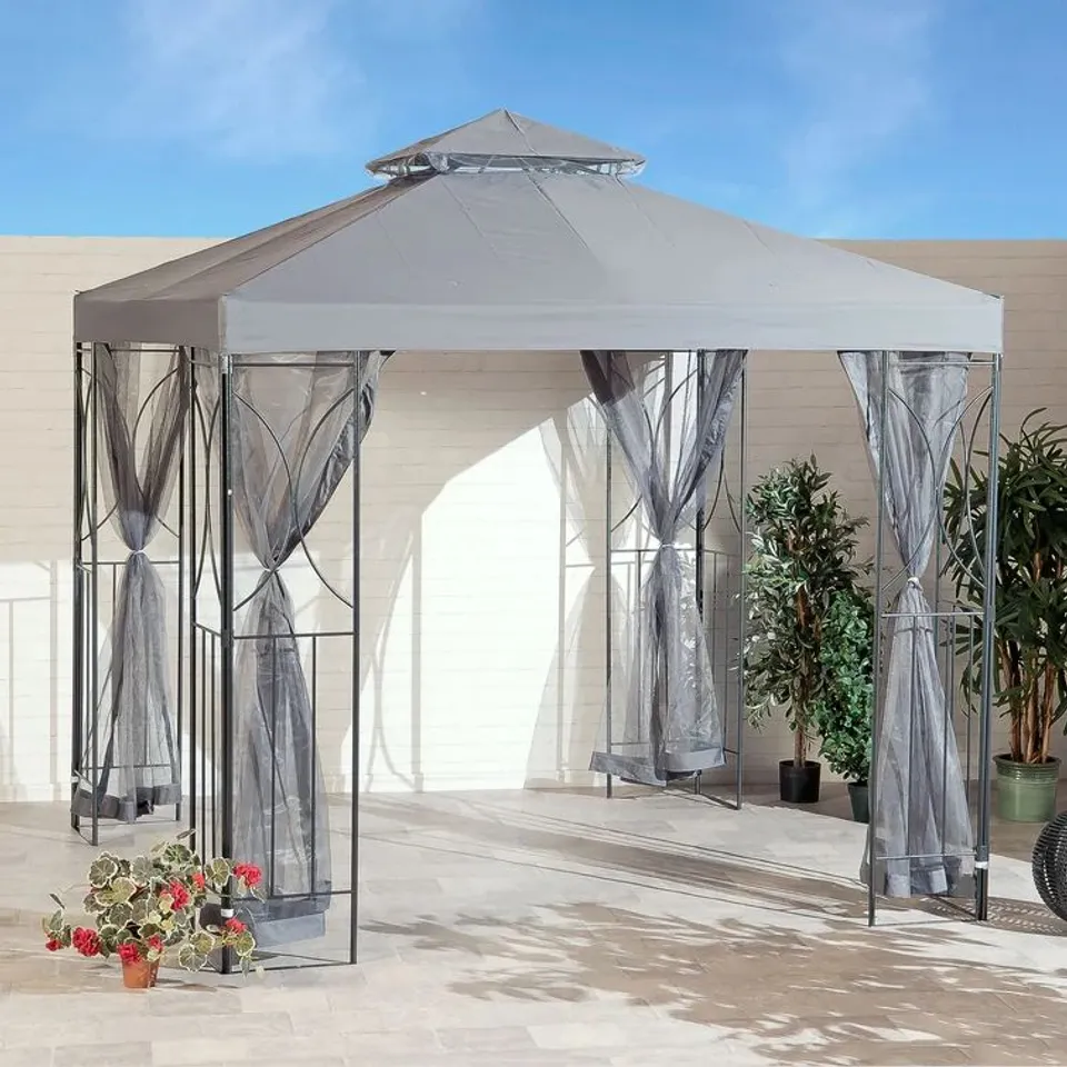 BOXED MICHENER 5X2.5M METAL PATIO GAZEBO 