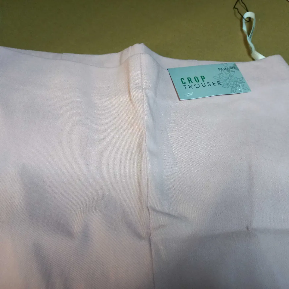 ROMAN LIGHT PINK STRETCH CROP TROUSERS - SIZE 10