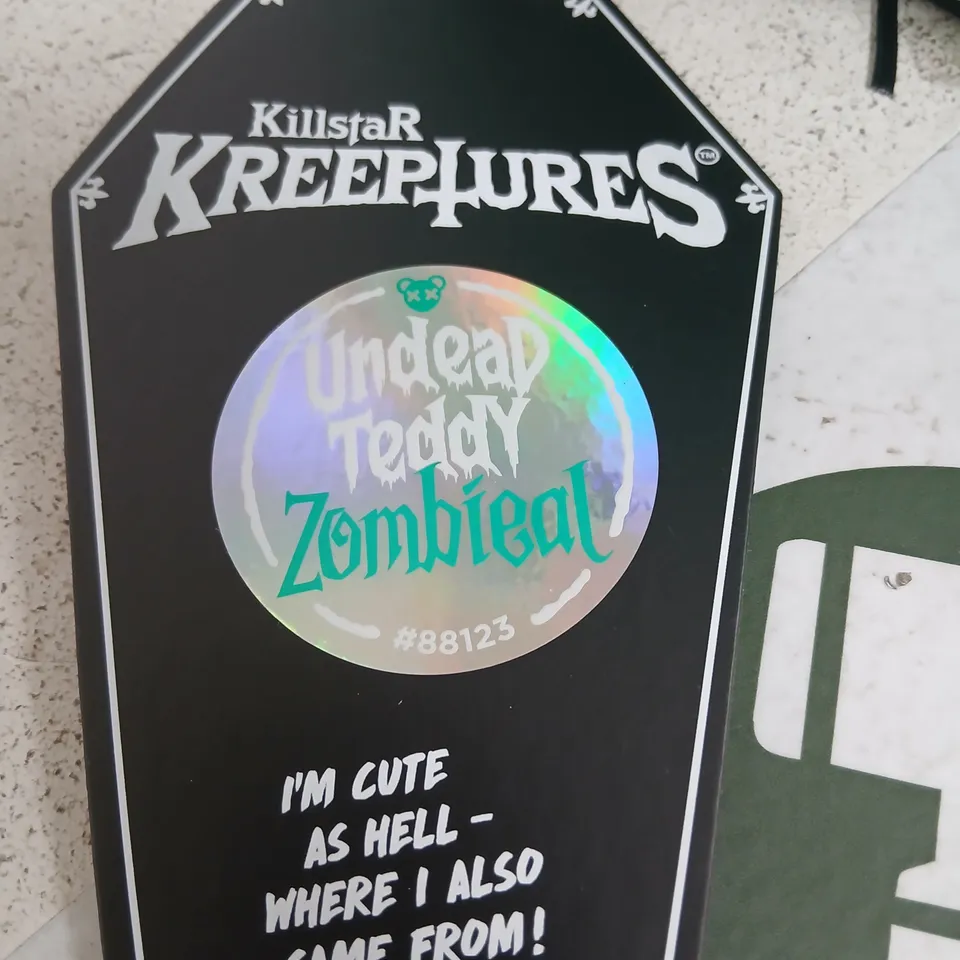BRAND NEW KILLSTAR KREEPTURES UNDEAD TEDDY ZOMBIE PLUSH – TEAL (TAG ATTACHED)