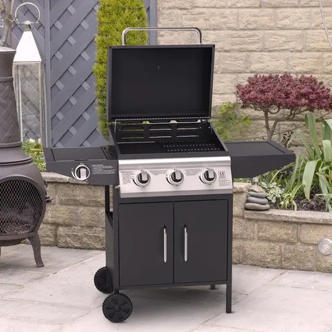 BOXED BOSS GRILL GEORGIA CLASSIC - 3 BURNER GAS BBQ GRILL WITH SIDE BURNER - BLACK