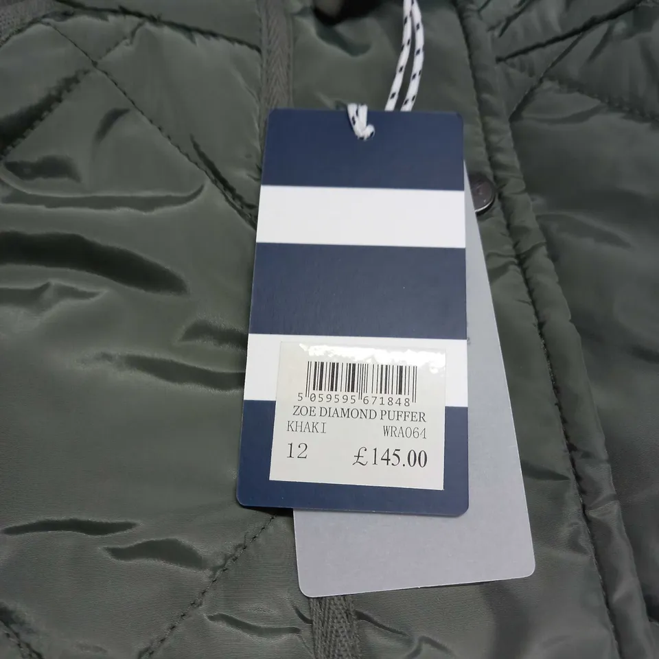  CREW CLOTHING COMPANY ZOE DIAMOND PUFFER JACKET SIZE 12