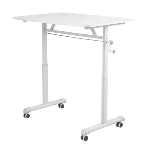 BOXED MANUAL STANDING HEIGHT-ADJUSTABLE COMPUTER DESK WITH WHEELS