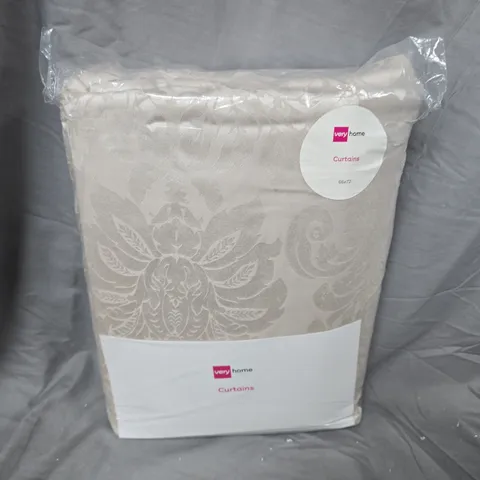 VERY HOME CURTAINS – BEIGE DAMASK PATTERN, PACKAGED (66X72)