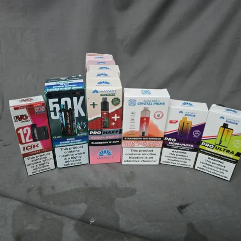 APPROXIMATELY 15 ASSORTED E-CIGARETTE PRODUCTS TO INCLUDE BRANDS SUCH AS HAYATI, PYNE POD, IVG, ETC - COLLECTION ONLY