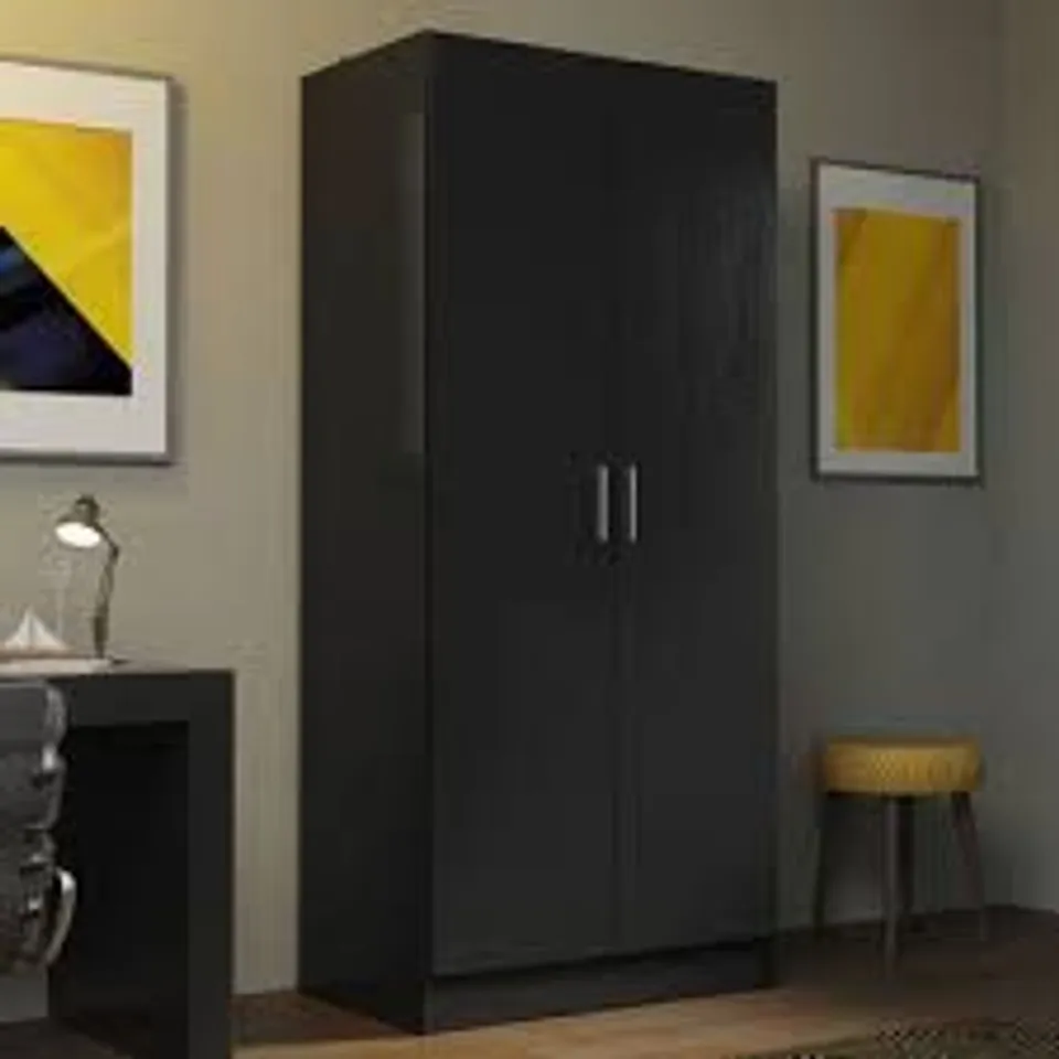 BOXED WARDROBE ARMOIRE CLOSET HANGING STORAGE CABINET 2 DOORS WITH SHELF (2 BOXES)