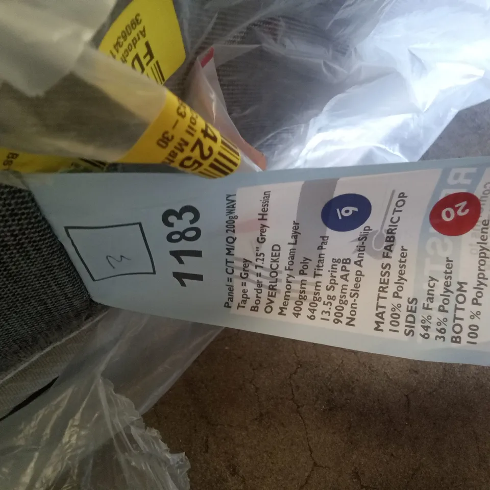 QUALITY BAGGED 3" SINGLE ARDOCH MEMORY FOAM OPEN COIL MATTRESS 