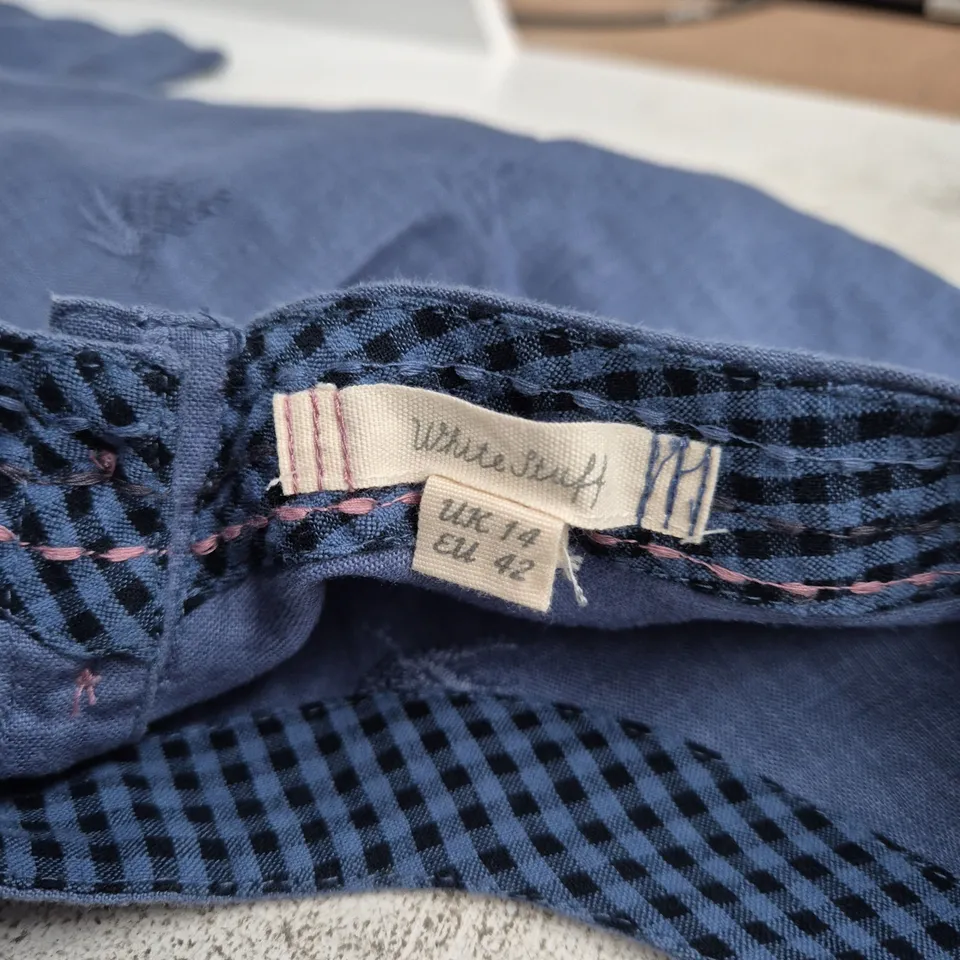 WHITE STUFF WOMEN'S BLUE CHAMBRAY BUTTON-FRONT TOP, UK 14 (EU 42)