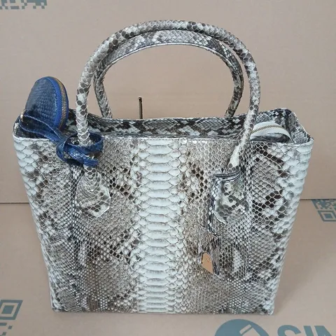 LA MAREY SNAKESKIN LEATHER TOTE BAG