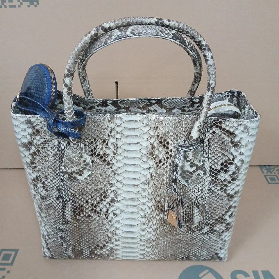 LA MAREY SNAKESKIN LEATHER TOTE BAG