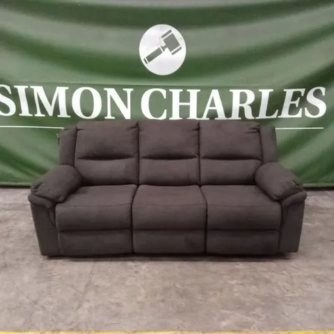 ALBION FABRIC 3 SEATER HIGH BACK MANUAL RECLINER SOFA - CHARCOAL